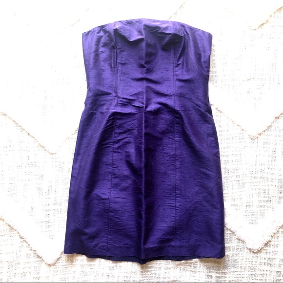 Strapless silk dress, amethyst purple. - Picture 3 of 4